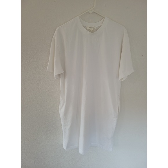 Treasure & Bond White Oversized Tunic T Shirt Dress Side Slits S Pockets #14 - Picture 4 of 6